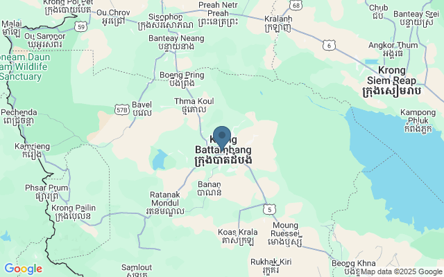 Kaart met locatie Tempels in Battambang